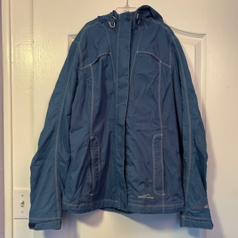 Women's Blue Eddie Bauer Weather Edge Rain Jacket -Size XS